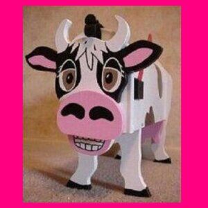 NEW Cow Mailbox Wooden Cattle Postal Mail Box